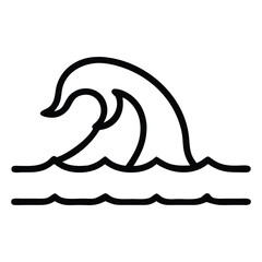 A black and white line art illustration of a wave with the wave cresting and splashing