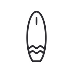A black and white line drawing of a surfboard