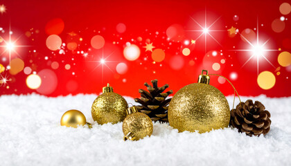 Christmas Ornaments on Snow