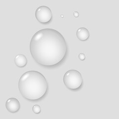 Realistic Transparent Gel or Serum Drops with Bubbles