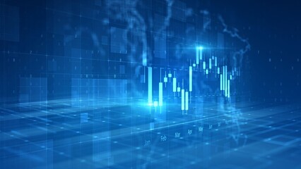 Digital Financial Data Chart with Abstract Blue Background Elements