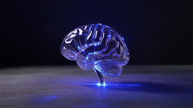 Glowing Brain Futuristic Concept of Intelligence and Neural Networks.