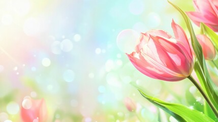 Dreamy Tulip Fantasy: Pastel Hues and Luminous Bokeh Embrace Floral Beauty