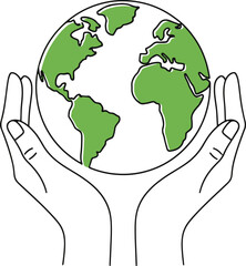 Hands gently holding the earth symbolizing care and protection