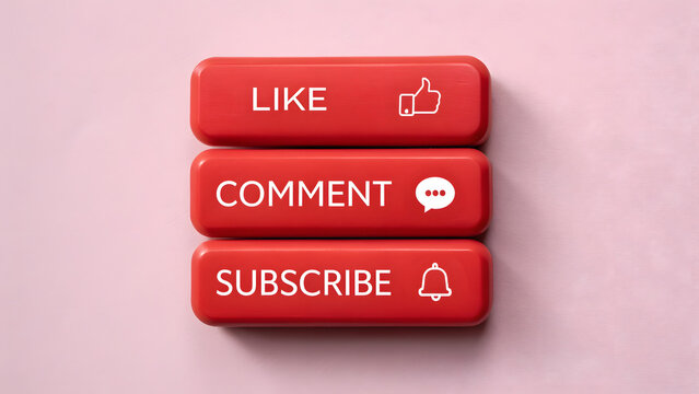 Red like comment and subscribe buttons - Powered by Adobe