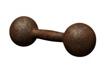 Rusty antique dumbbell symbolizing strength, exercise, fitness, and old workout equipment with a decaying surface