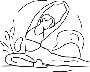Minimalist line art of a woman performing a yoga pose