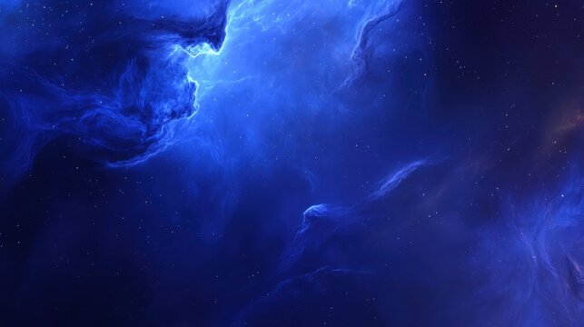 Dazzling deep space nebula glows with vibrant blue cosmic clouds and countless distant stars creating a breathtaking celestial panorama
