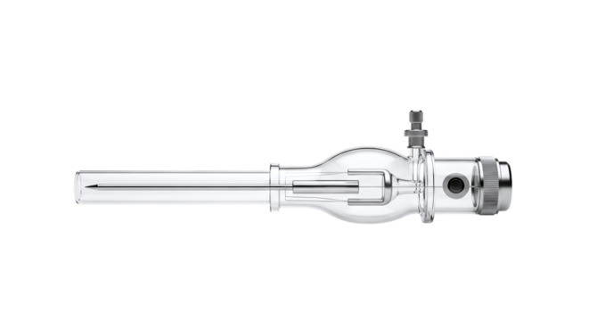 Glass Laboratory Instrument with Needle and Valve science isolated on a transparent background