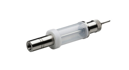 Medical Syringe with Metal and Plastic Components healthcare isolated on a transparent background