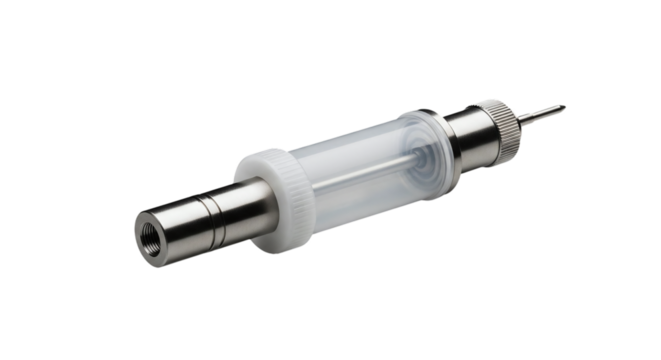 Medical Syringe with Metal and Plastic Components healthcare isolated on a transparent background
