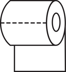 Roll tissue line icon with paper roll symbol for bathroom, hygiene, cleaning, toilet and household use. Minimalist black vector design for sanitary, towel and napkin concept on transparent background.