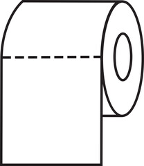 Roll tissue line icon with paper roll symbol for bathroom, hygiene, cleaning, toilet and household use. Minimalist black vector design for sanitary, towel and napkin concept on transparent background.