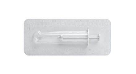 Sterile Syringe Packaged in Clear Plastic Blister Pack isolated on a transparent background