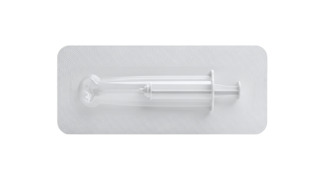 Sterile Syringe Packaged in Clear Plastic Blister Pack isolated on a transparent background - Powered by Adobe