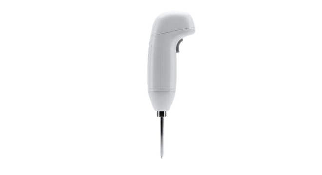 White electric hand mixer with pointed tip isolated on a transparent background