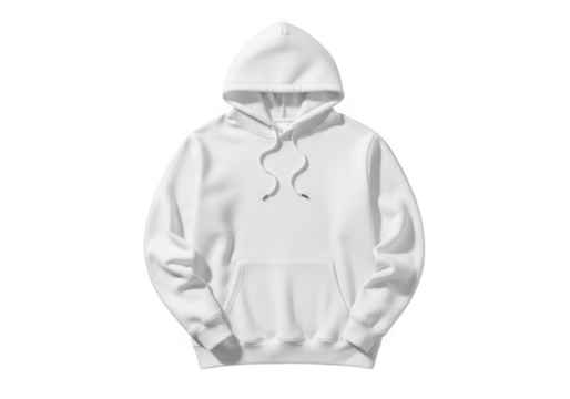 Premium white hoodie sweatshirt apparel fashion clothing style comfort trendsetter design template mockup presentation isolated on transparent background