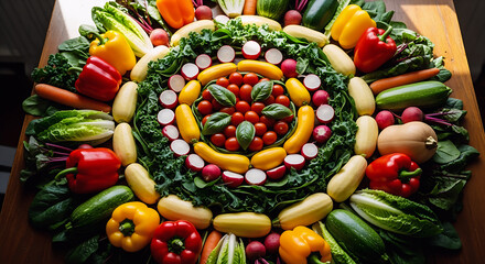 Assortment of Colorful Fresh Organic Vegetables Collection
