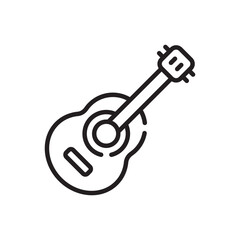 Line drawing of a ukulele with its body soundhole neck and headstock clearly outlined in black