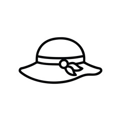 Line drawing of a widebrimmed hat with a ribbon