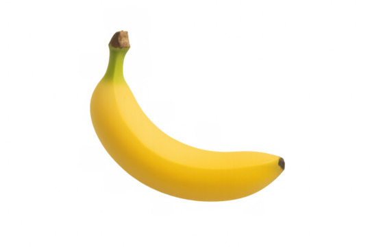 Ripe yellow banana isolated on a transparent background, offering healthy fruit, natural food, and a sweet snack