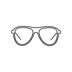 Fototapeta premium Outline of aviator sunglasses black lines