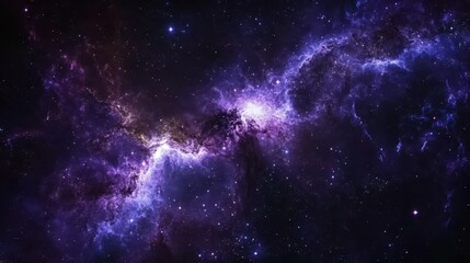 Obraz premium Experience the awe inspiring beauty of a vibrant purple nebula swirling with countless stars in the vast expanse of deep space