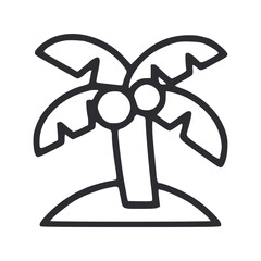 Stylized palm tree icon on a small mound depicted with bold rounded black outlines