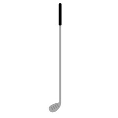 Simple Flat Color Vector Illustration of a Single Golf Club (Iron) with a Gray Shaft and Black Grip