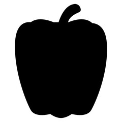 Solid Black Silhouette Vector Icon of a Bell Pepper, Representing Vegetables, Healthy Eating, and Cooking