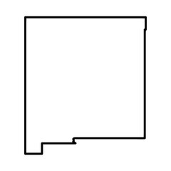 Simple Black Outline Vector Map of the State of New Mexico, USA, Showing the Geographic Shape and Borders