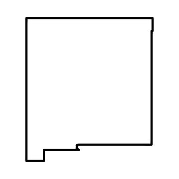 Simple Black Outline Vector Map of the State of New Mexico, USA, Showing the Geographic Shape and Borders