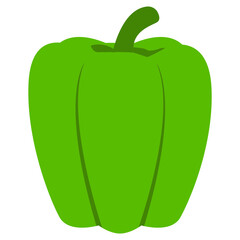 Simple Flat Color Vector Illustration of a Green Bell Pepper, Representing Fresh Vegetables, Healthy Eating, and Cooking