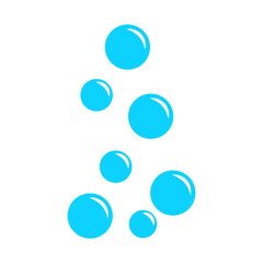 Simple Flat Color Vector Illustration of Several Floating Blue Bubbles, Representing Soap, Water, Soda, or Cleanliness