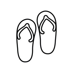 Two black flipflops outlined against a white background Each has a strap