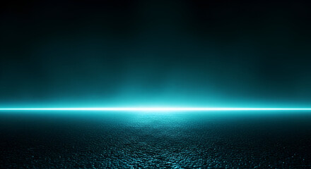 Abstract glowing neon line on dark textured surface