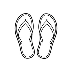 Two outlined flipflops facing up black lines on white backdrop