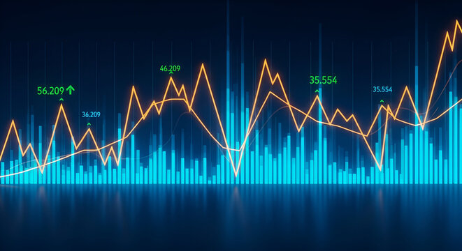 Digital Financial Trading Chart with Upward Trend financial chart