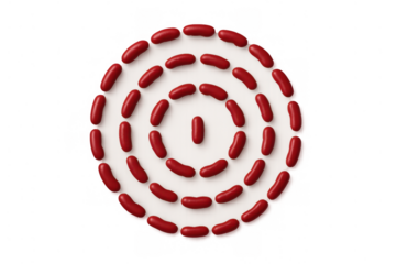 Red bacteria concentric target forming circular pattern, medical science targeting cells, transparent background
