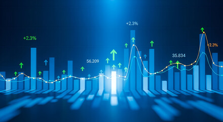 Naklejka premium Upward Trending Bar Chart with Percentage Gains graph