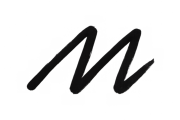 Black marker drawing a zigzag squiggle line resembling letter m, hand drawn abstract design element on transparent background