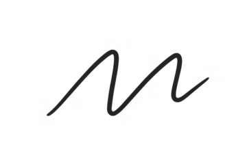 Black curvy line creating an abstract scribble or signature-like doodle element. Isolated graphic with transparent background