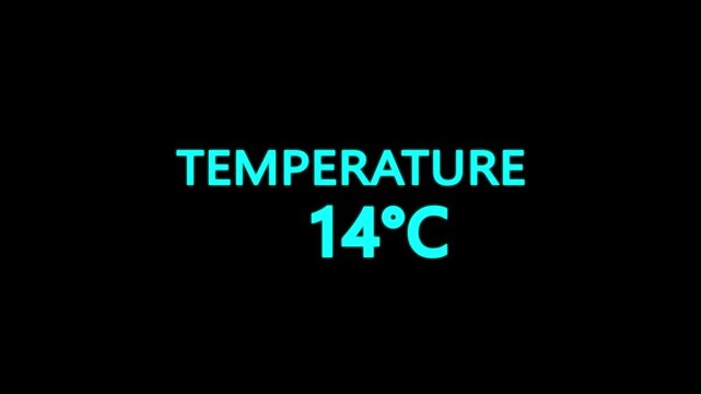 Temperature Counting Animation from 0&deg;C to 16&deg;C. Rising temperature number from 0 to 16. temperature progress animation showing celsius degrees