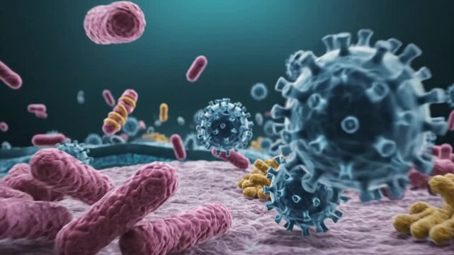 Microbiology Background 3D Visualization for Scientific Stock Images