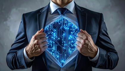 Tech Superhero Businessman