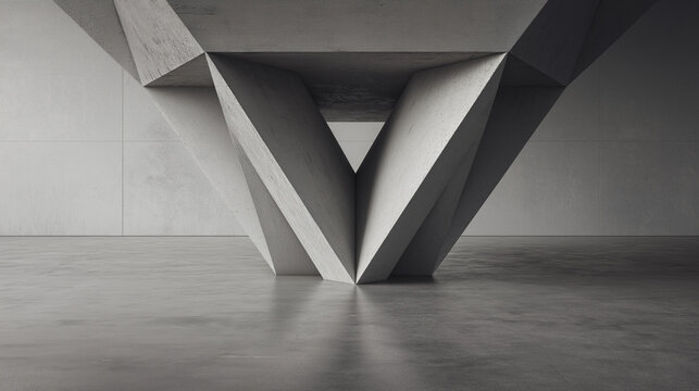 stable. Solid triangular base structure supporting geometric forms, architectural foundation concept. real-estate listings.