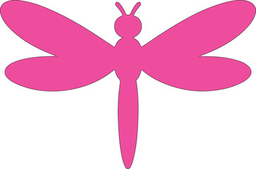Stylized dragonfly silhouette in pink and blue