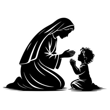 Nun and child praying