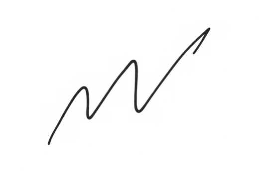 Rising jagged line drawing showing data fluctuation and growth, an abstract financial chart arrow on transparent background