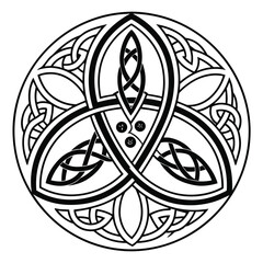 Intricate celtic knot triquetra symbol in a circle